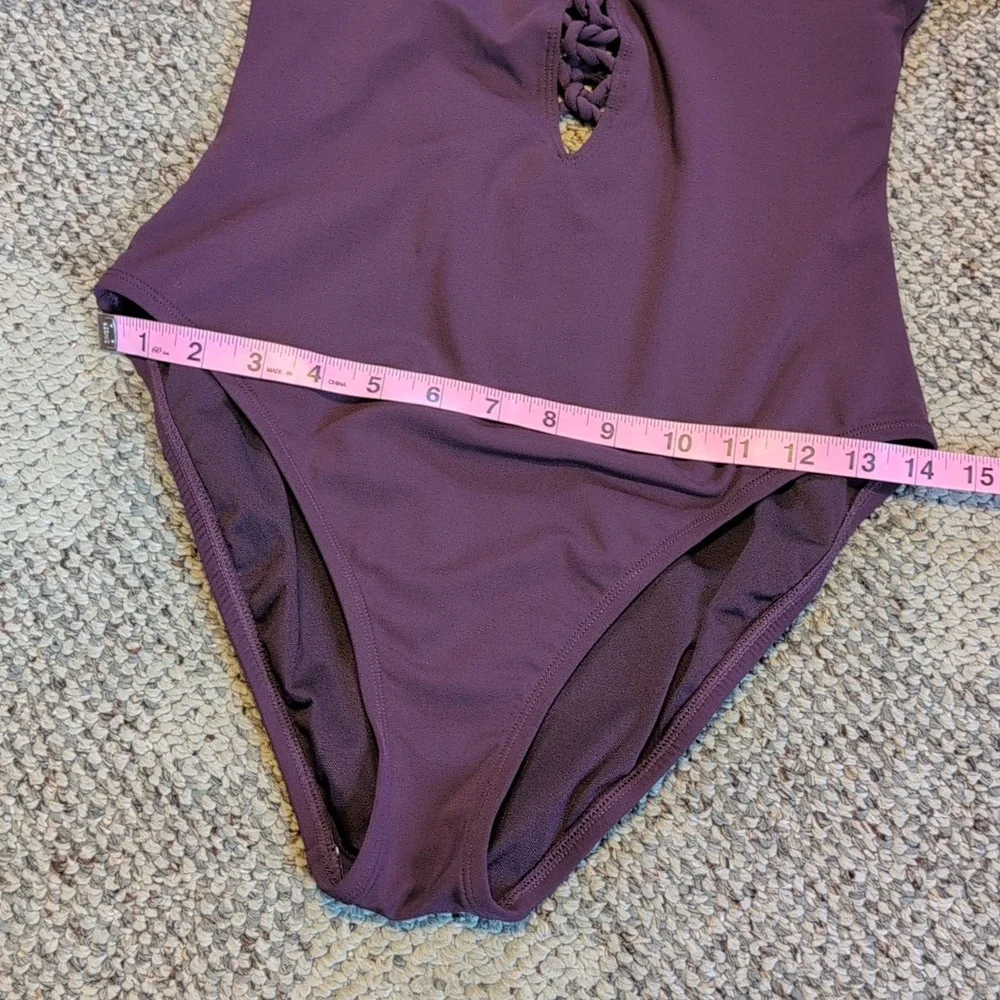 Bleu Rod Beattie Knotty But Nice Lace Down One Piece Swimsuit Plum Purple Swim - Picture 4 of 9